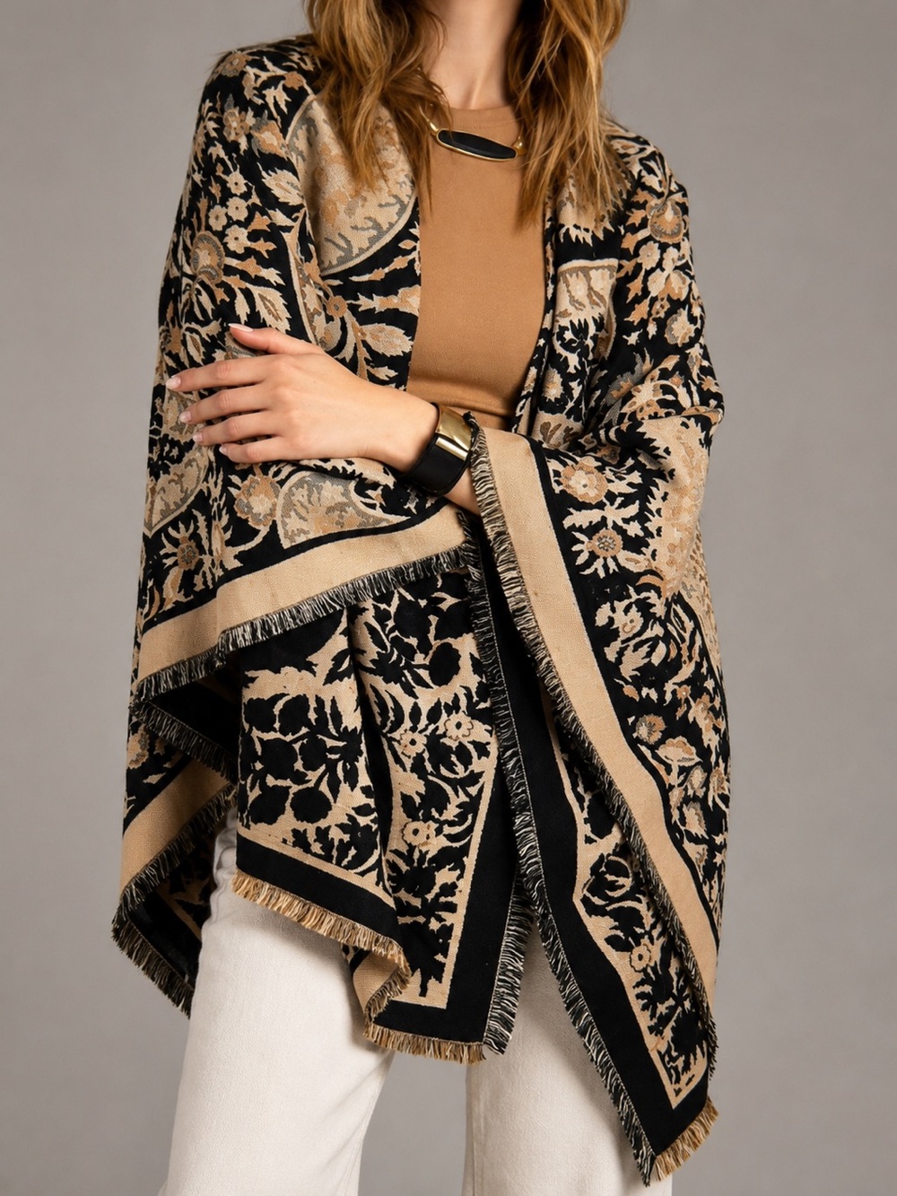 Paisley Reversible Ruana by Saachi